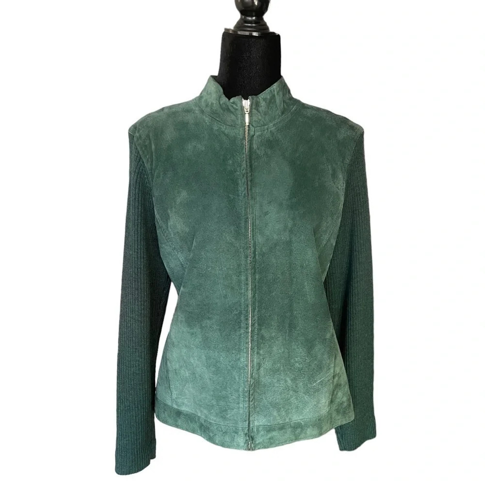 Pendleton Green Wool Blend, Pants Suit Leather Front size Medium